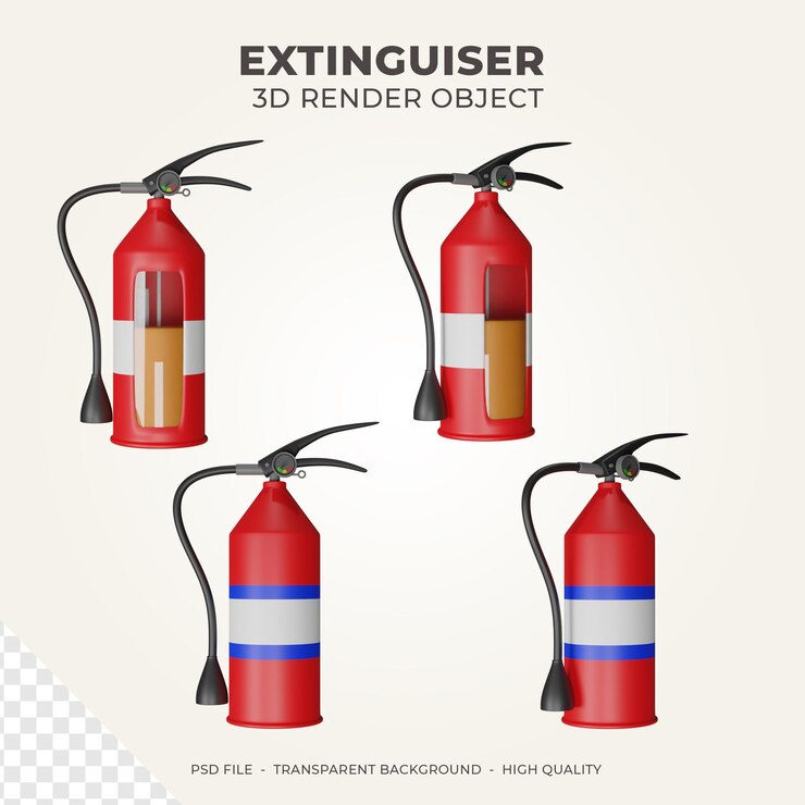 PSD extintor de incendios representación 3d