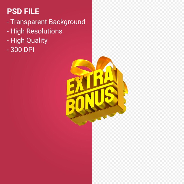 PSD extra-bonusverkauf mit schleife und band 3d-design isoliert