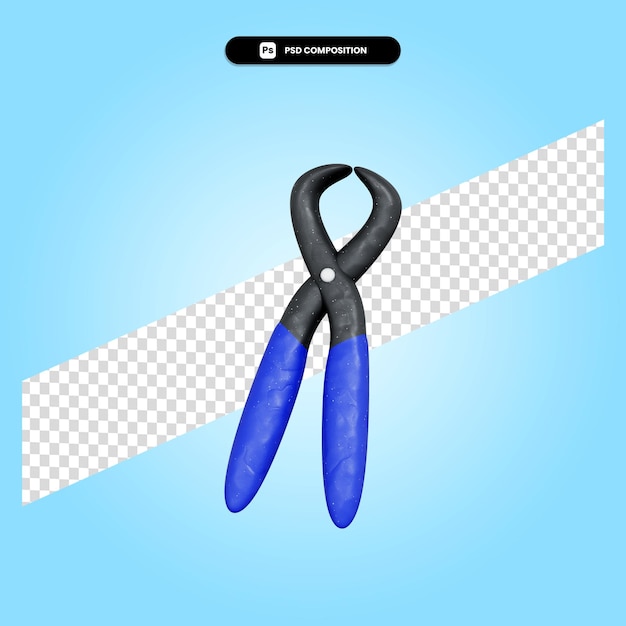 Extractor de uñas 3d render ilustración aislada