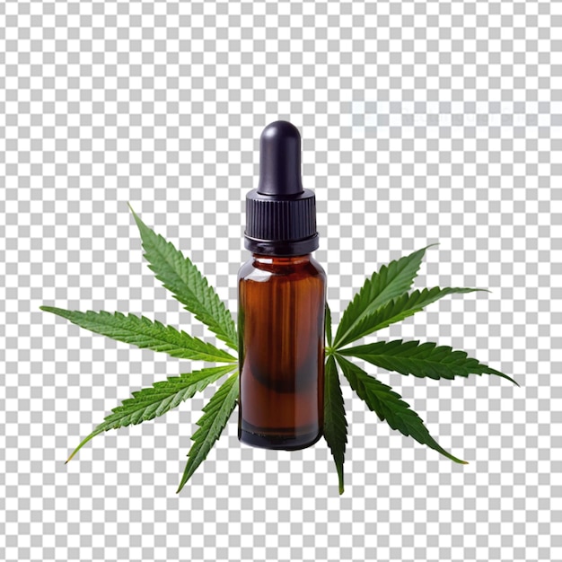 Extractos de óleo de cannabis em frascos e folhas verdes de cannabis png