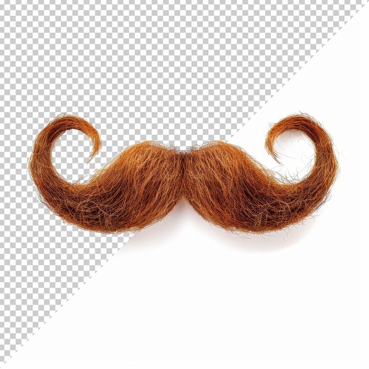PSD extraño y elegante bigote marrón sobre un fondo blanco perfecto para añadir humor y encanto a cualquier celebración o fiesta de disfraces