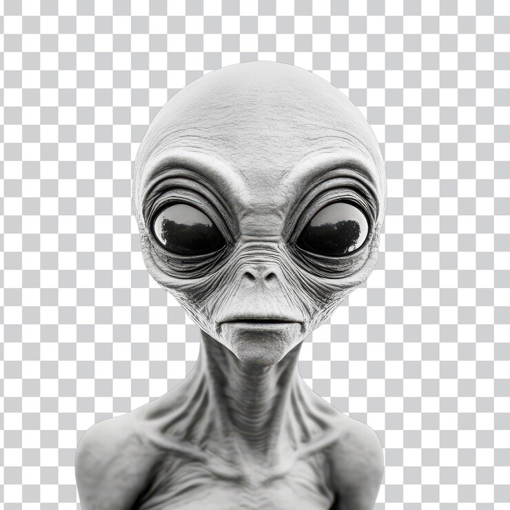 PSD extraterrestre gris aislado en un fondo blanco un fondo transparente