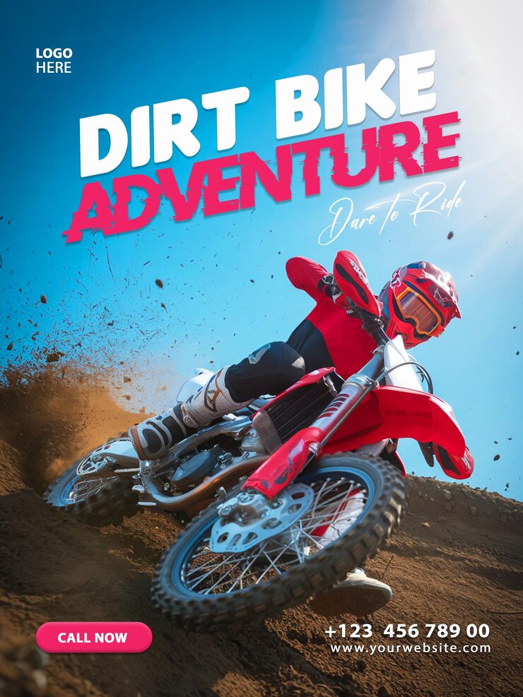 Extreme Dirt Bike off road Adventure Poster di volantini aziendali per il design di modelli di post sui social media