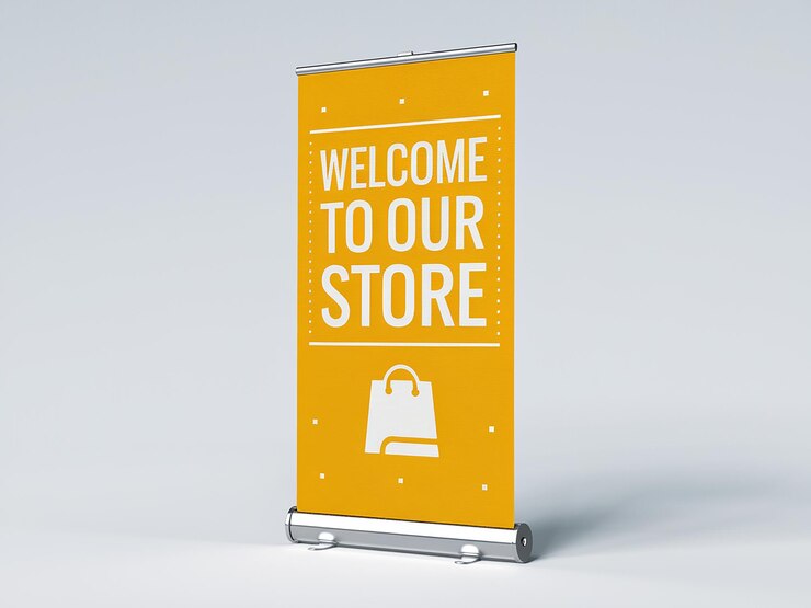 EyeCatching RollUp Banner Mockup Welcome to Our Store