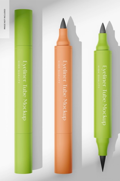 Eyeliner tubes mockup, ansicht von oben