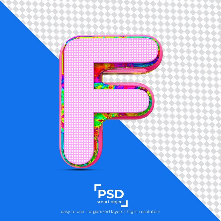 PSD f alfabeto mejor render forma 3d fondo aislado