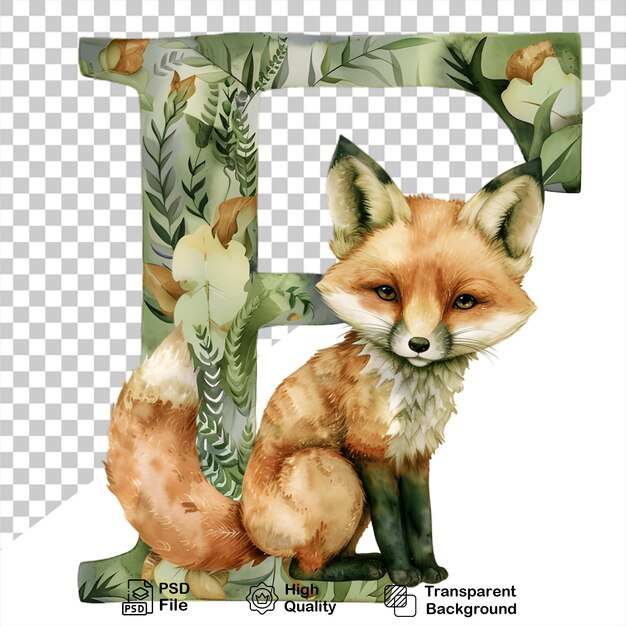 F-buchstabe mit fuchs auf durchsichtigem hintergrund einschließlich png-datei