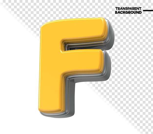 F Gelbe Schriftart 3D-Rendering