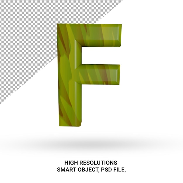 F Letter alPhabet 3D-Rendering isoliert für Social Media