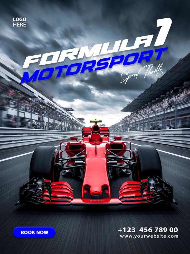 F1 Racing Motorsport Extreme Formula 1 Tournament Edition Copertina di azione Modello di volantino aziendale