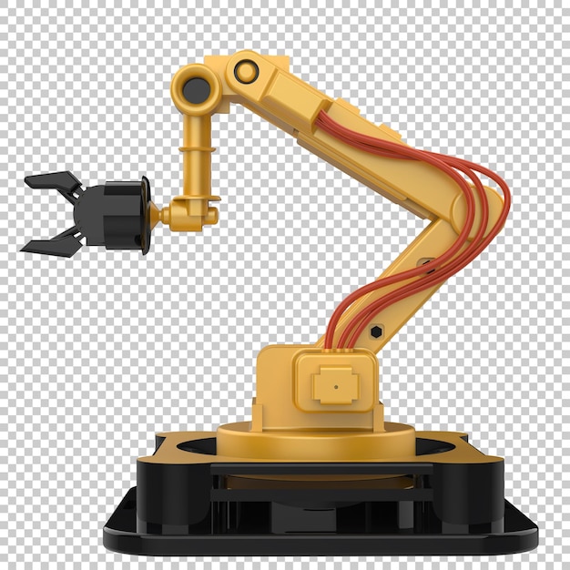 Fabrikroboter isoliert auf durchsichtigem Hintergrund 3D-Rendering-Illustration
