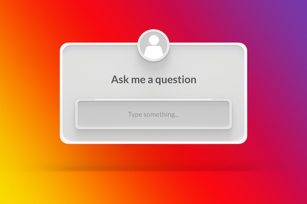 PSD faça-me uma pergunta interface renderização 3d nas redes sociais instagram
