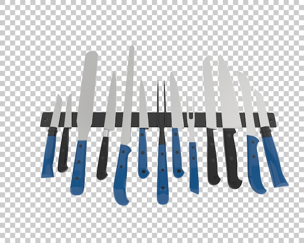 PSD facas de cozinha isoladas em fundo transparente ilustração de renderização 3d