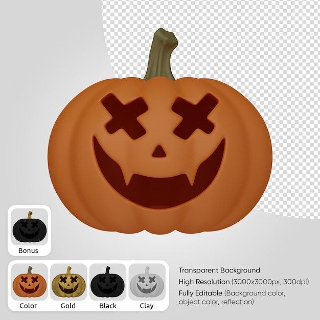 faccia di zucca 3d