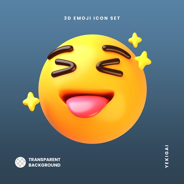 Faccina con lacrime di gioia e lingua che esce dal pacchetto di illustrazioni Emoji 3D