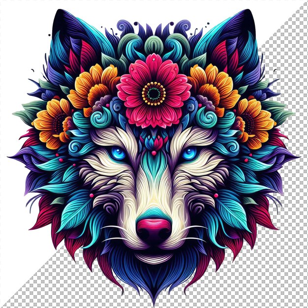 PSD face aux couleurs frontal animal vector delight