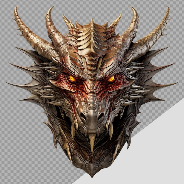 PSD face de dragon isolée sur un fond transparent png