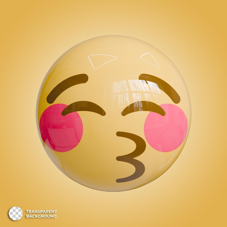 PSD face emoji 3d soufflant une expression de baiser de cœur dans un style brillant