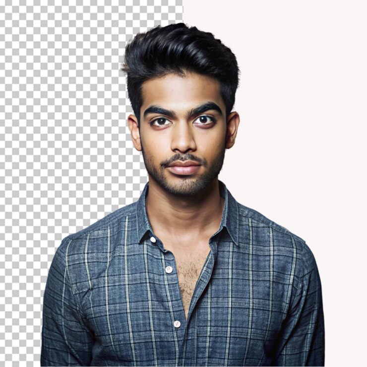 Face of young handsome man on a transparent background