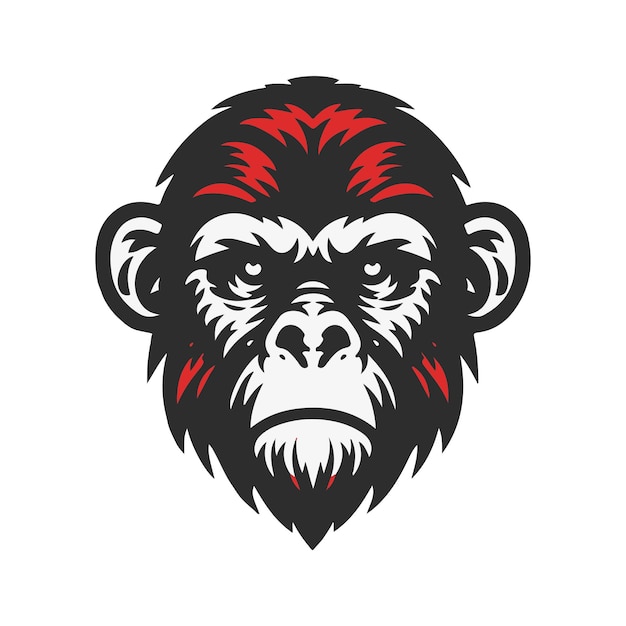 Face de singe avec illustration en colère et drôle Logo de tête de singe vecteur Logo de face de singe Design de T-shirt