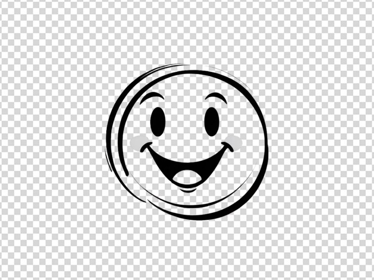 PSD face souriante heureuse ou emoticon icône d'art de ligne png transparente