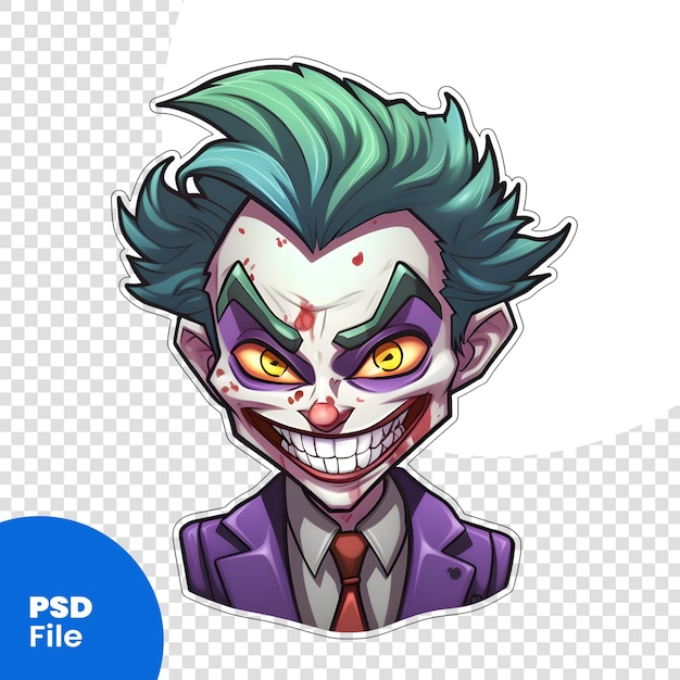 PSD face de zombie illustration vectorielle isolée sur fond blanc modèle psd de style dessin animé