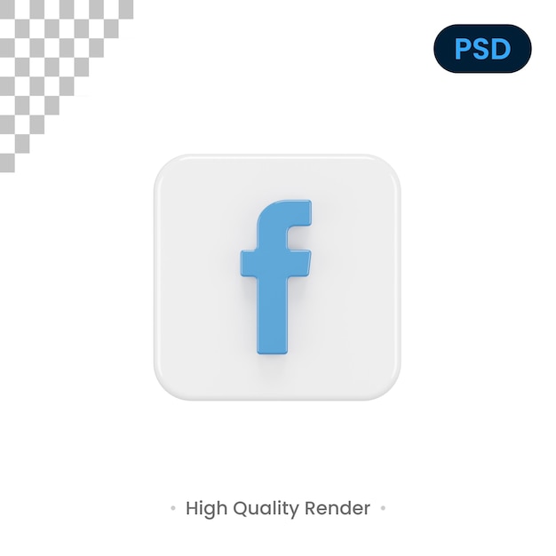 PSD facebook 3d render ilustración premium psd