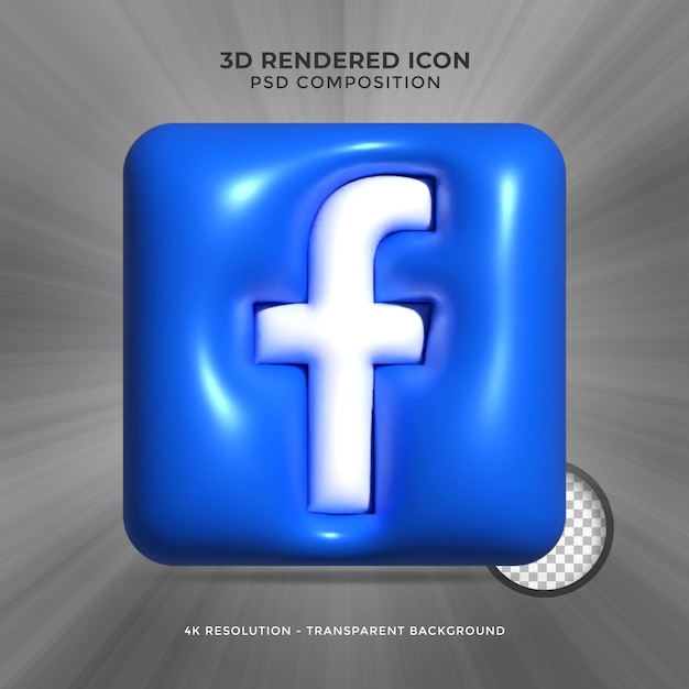 PSD facebook 3d rendering social media colorido icono brillante para composición