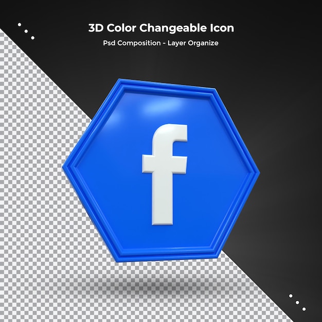 Facebook 3d social media icon colorido brillante 3d icon concepto 3d rendering