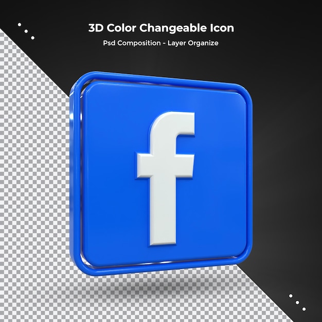 Facebook 3d Social Media icon Colorido brillante 3d icon concepto 3d rendering
