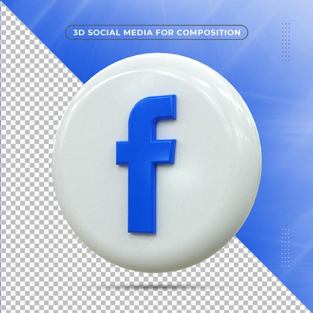 Facebook 3d Social Media-Symbol Bunt glänzend 3D-Symbol Konzept 3D-Rendering für Komposition