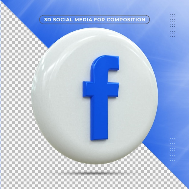 Facebook 3d Social Media-Symbol Bunte glänzende 3D-Symbol-Konzept 3D-Rendering für die Komposition