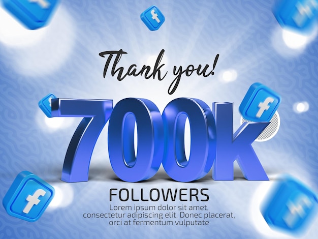 PSD facebook 700k follower celebration psd avec texte modifiable