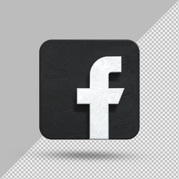 PSD facebook-anwendung schwarzes logo auf 3d-rendering