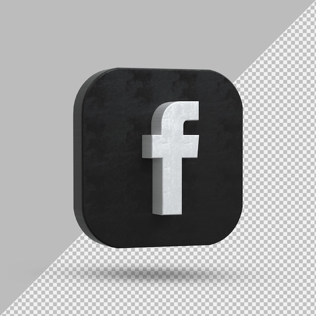 Facebook-Anwendung schwarzes Logo auf 3D-Rendering