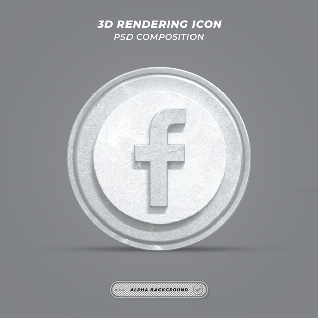 Facebook-anwendung silbernes logo auf 3d-rendering