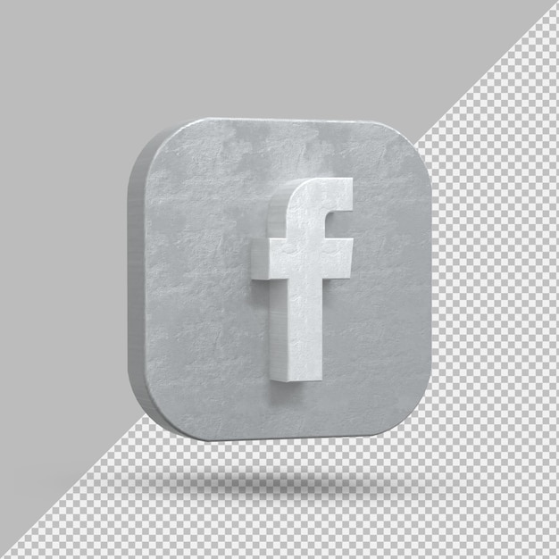 Facebook-anwendung silbernes logo auf 3d-rendering