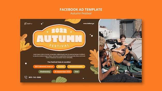 Facebook-Anzeigenvorlage für den Herbst im flachen Design
