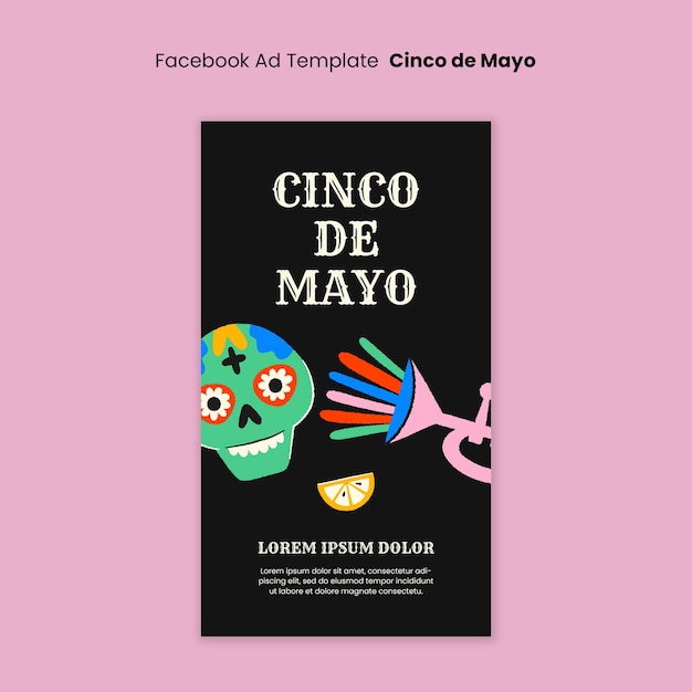 PSD facebook-anzeigenvorlage für flat de mayo