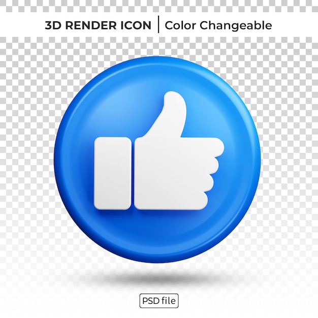 Facebook Comme Notification Icône Modifiable De Couleur De Rendu 3d