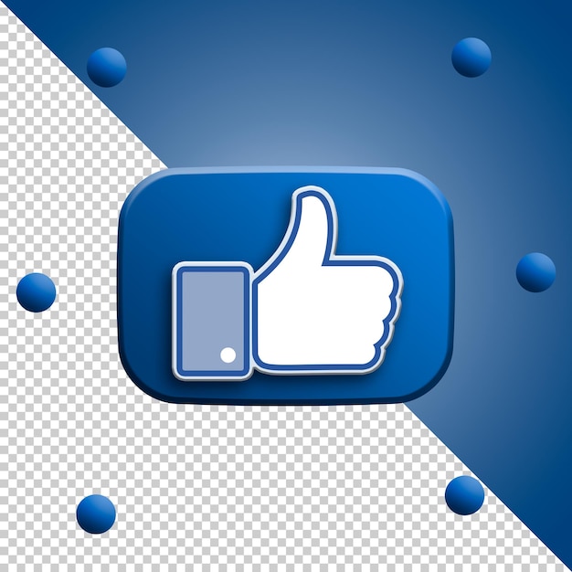 Facebook como icono pulgar hacia arriba 3d