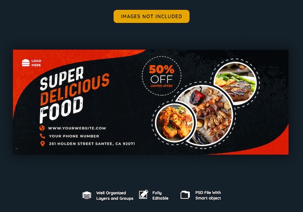Facebook Cover Banner Vorlage für Essen und Restaurant