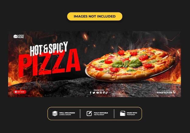 Facebook-Cover-Post-Banner-Vorlage für Restaurant-Fast-Food-Menü Pizza