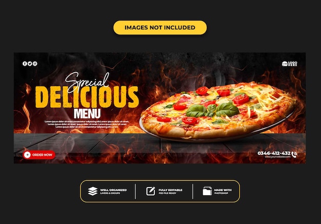 Facebook-Cover-Post-Banner-Vorlage für Restaurant-Fast-Food-Menü Pizza