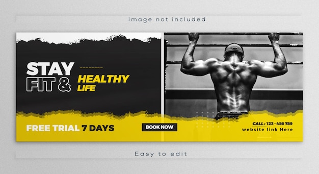 PSD facebook cover post gym fitness workout exercice social media web banner template design