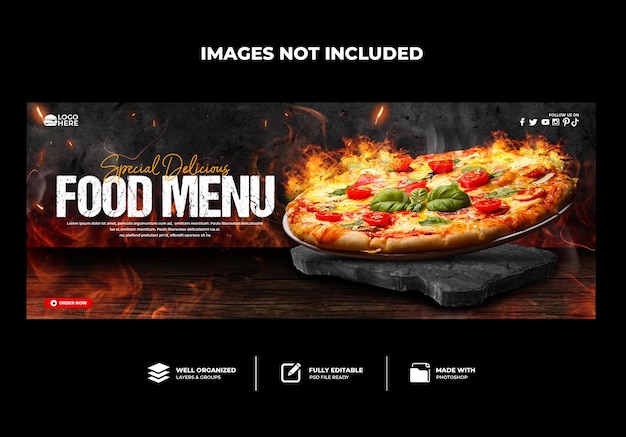 facebook cover restaurantkarte leckere pizza