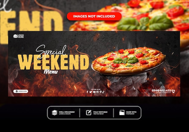 Facebook cover Restaurantkarte leckere Pizza