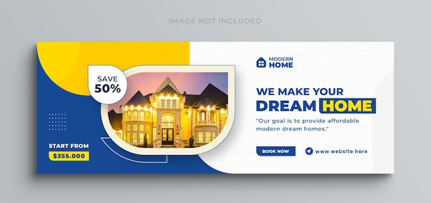Facebook-Cover-Vorlage für soziale Medien von Immobilienunternehmen.