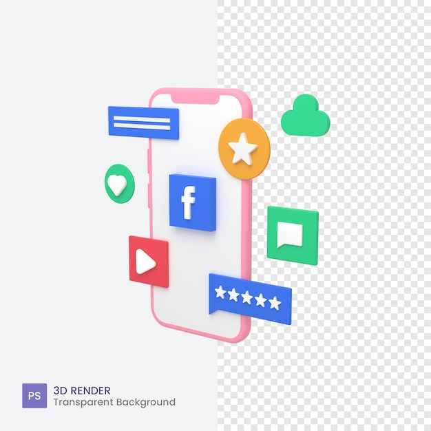 Facebook da plataforma de mídia social 3d no smartphone