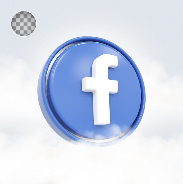 Facebook, icono, 3d